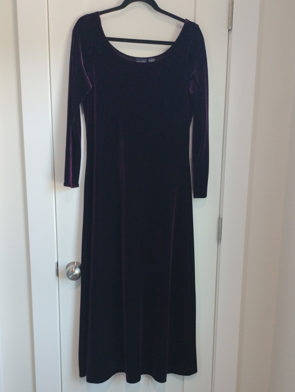 Velour Long Sleeve Velvet Dress - Deep Plum